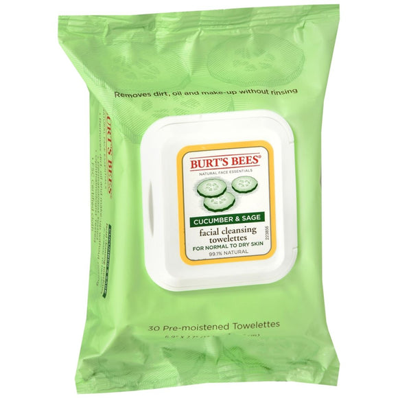 Burt's Bees Facial Cleansing Towelettes Cucumber & Sage - 30 EA