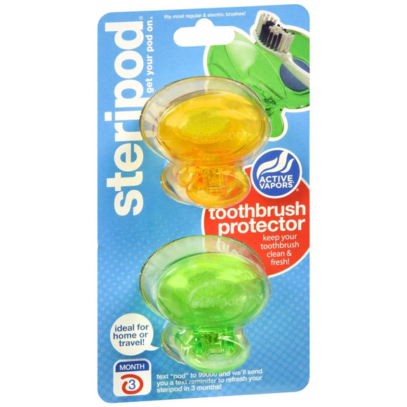 Steripod Clip-On Toothbrush Protectors Assorted Colors - 2 EA