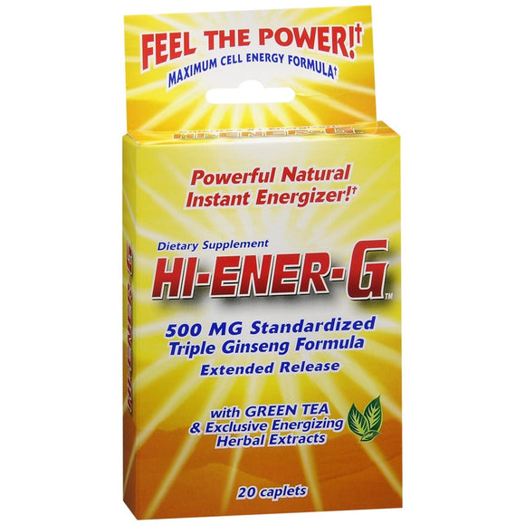Hi-Ener-G 500 mg Standardized Triple Ginseng Formula With Green Tea Caplets - 20 CP