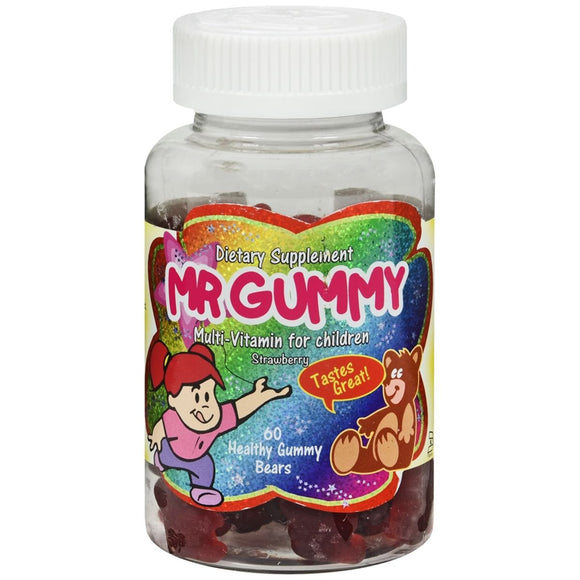 Mr. Gummy Multivitamin for Children Dietary Supplement Gummy Bears Strawberry 60 EA