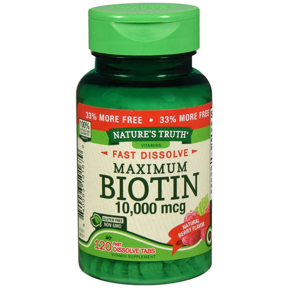 Nature's Truth Maximum Biotin 10,000 mg Fast Dissolve Tabs Berry - 120 TB