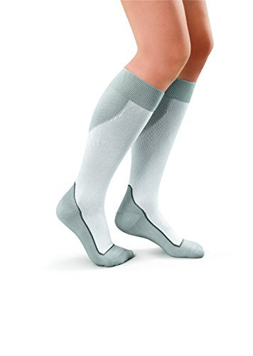 JOBST SPORT SOCK KNEE CLOSED TOE 15-20 WHITE/GREY XL