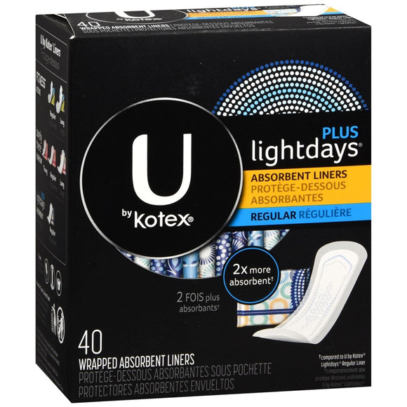 U by Kotex Plus Lightdays Wrapped Absorbent Liners Regular 40 EA