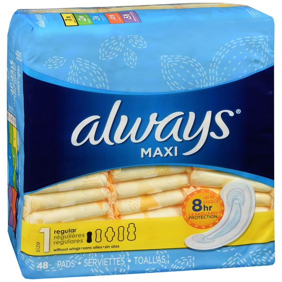 Always Maxi Pads Regular Without Wings Size 1 - 48 EA