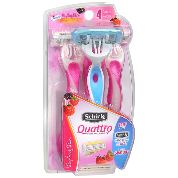 Schick Quattro for Women Disposable Razors Raspberry Rain - 3 EA