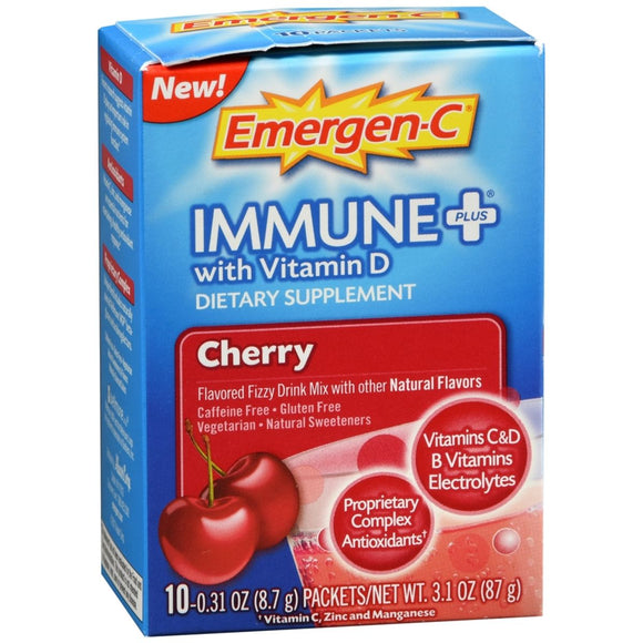 Emergen-C Immune Plus With Vitamin D Fizzy Drink Mix Cherry - 10 EA