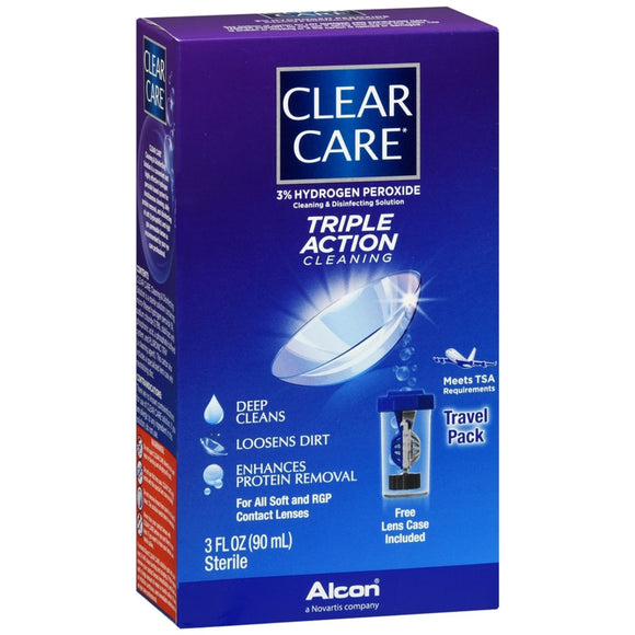 Clear Care Contact Lens Cleaning Disinfecting Solution Travel Pack - 3 OZ