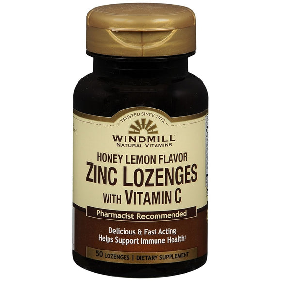 Windmill Honey Lemon Flavor Zinc Lozenges With Vitamin C - 50 EA