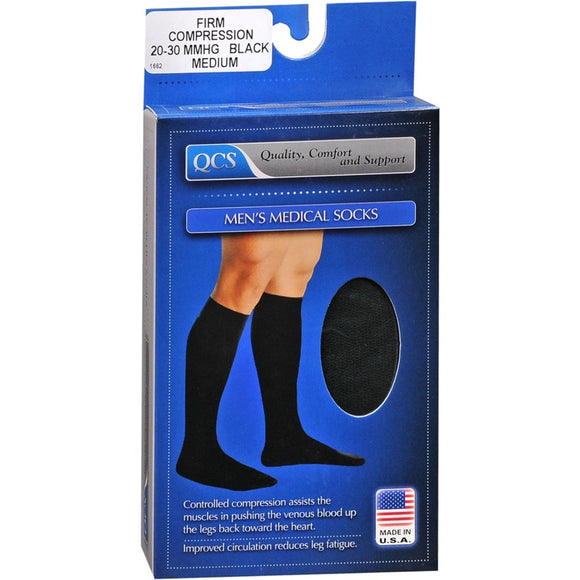 QCS Men's Medical Legwear Firm Black Medium 1 PR