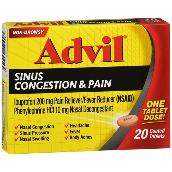 Advil Sinus Congestion and Pain Coated Tablets - 20 TB