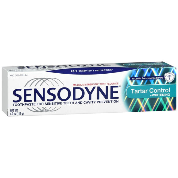 Sensodyne Tartar Control + Whitening Toothpaste for Sensitive Teeth and Cavity Prevention - 4 OZ