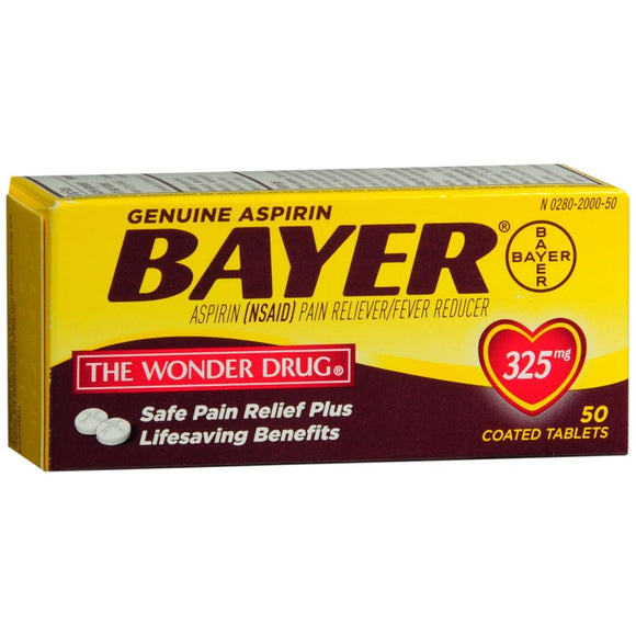 Bayer Safety Coated Aspirin 325 mg Tablets - 50 TB