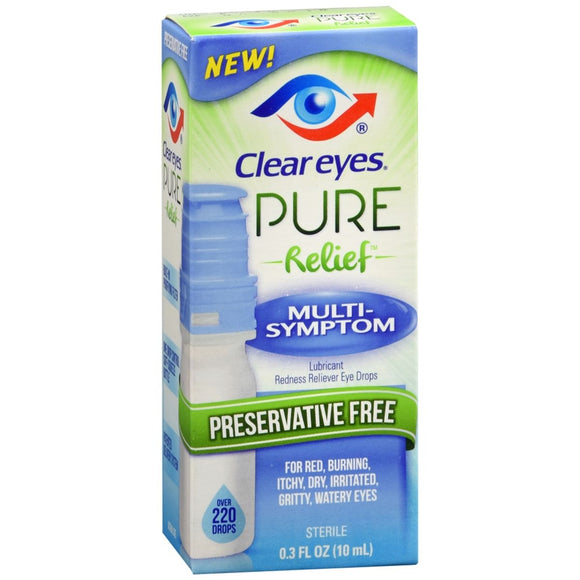 Clear Eyes Pure Relief Lubricant Redness Reliever Eye Drops Multi-Symptom - 0.34 OZ