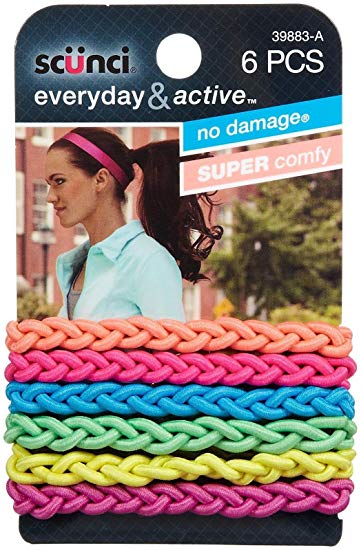 Scunci 3988303a048 3 Strand Elastics Assorted Colors 6 Count