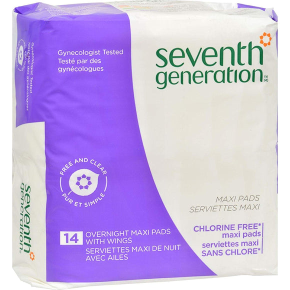 Seventh Generation Maxi Pads - Overnight with Wings - 14 ct