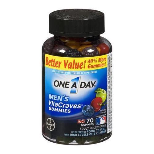 One A Day Men's VitaCraves Adult Multivitamin Gummies, 70 count - Buy Packs and Save (Pack of 3)