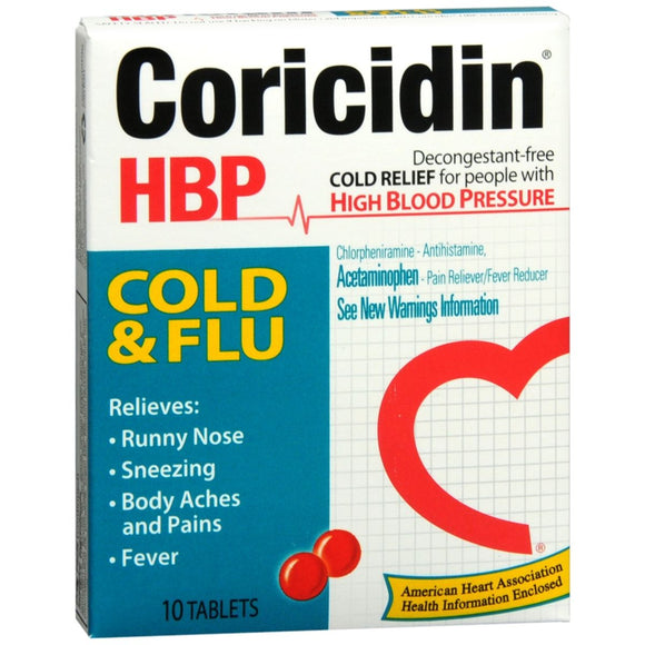 Coricidin HBP Tablets Cold & Flu - 10 TB