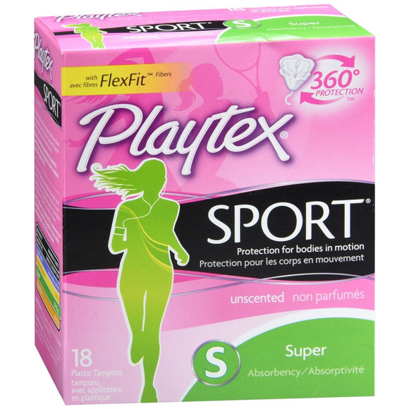 Playtex Sport Plastic Tampons Super Absorbency Unscented - 18 EA