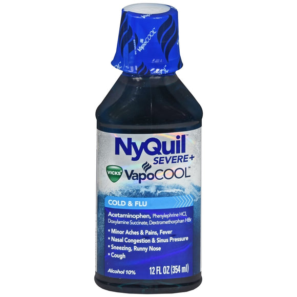 NyQuil Severe+ VapoCool Cold & Flu Liquid 12 oz