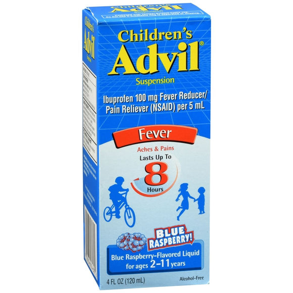 Advil Children's Fever Suspension Blue Raspberry Flavored - 4 OZ