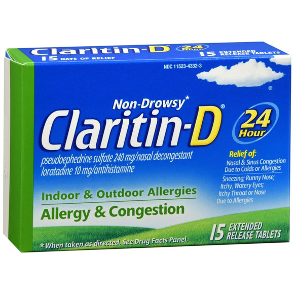 Claritin D 24 Hour Allergy & Congestion Extended Release Tablets - 15 TB