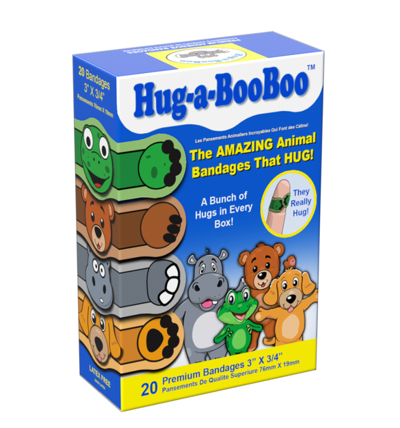 Hug-a-BooBoo The Amazing Animal Hugging Kid Bandages 20 Count Box