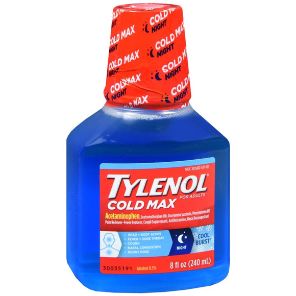 TYLENOL Cold Max Liquid For Adults Night Cool Burst - 8 OZ