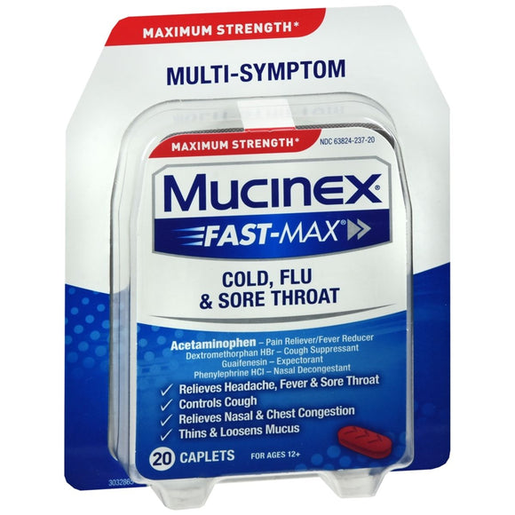 Mucinex Fast-Max Cold, Flu & Sore Throat Caplets - 20 CP