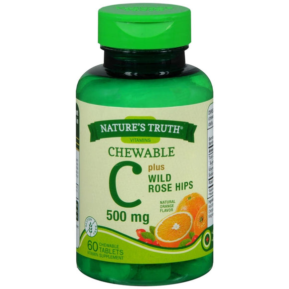 Nature's Truth Chewable C 500 mg plus Wild Rose Hips Tablets Natural Orange Flavor - 60 TB