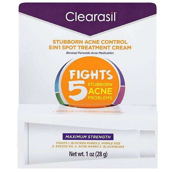 Clearasil Stubborn Acne Control 5in1 Concealing Treatment Cream, 1 oz