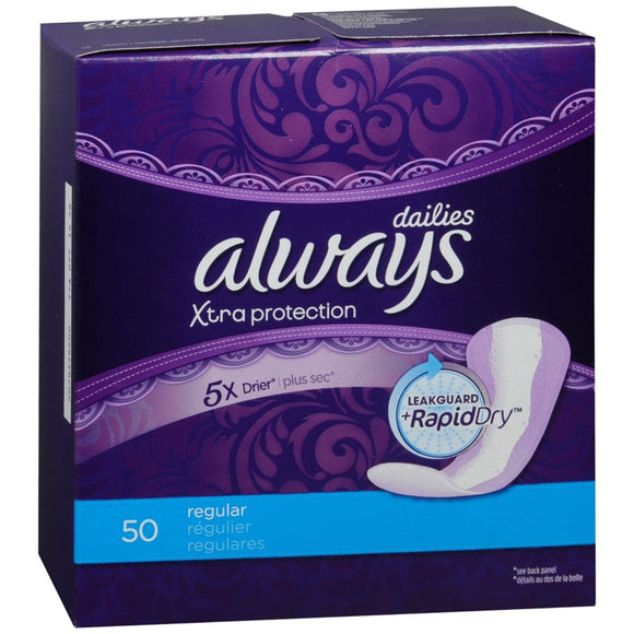 Always Xtra Protection Dailies Liners Regular Unscented - 50 EA