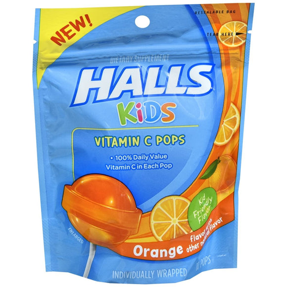 Halls Kids Vitamin C Pops Orange - 10 EA