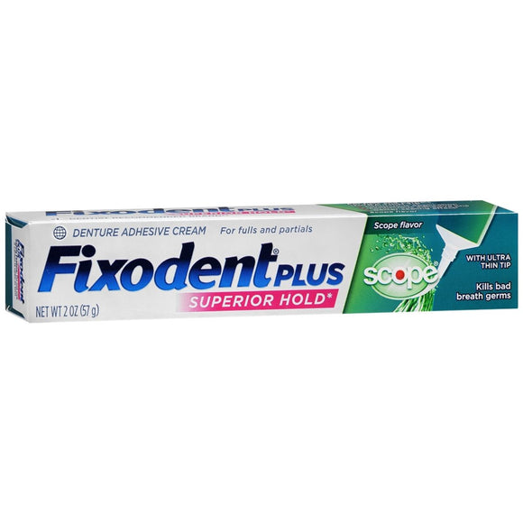 Fixodent Plus Denture Adhesive Cream Scope Flavor - 2 OZ