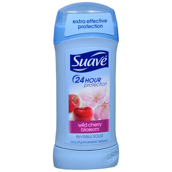 Suave 24 Hour Protection Anti-Perspirant Deodorant Invisible Solid Wild Cherry Blossom - 2.6 OZ