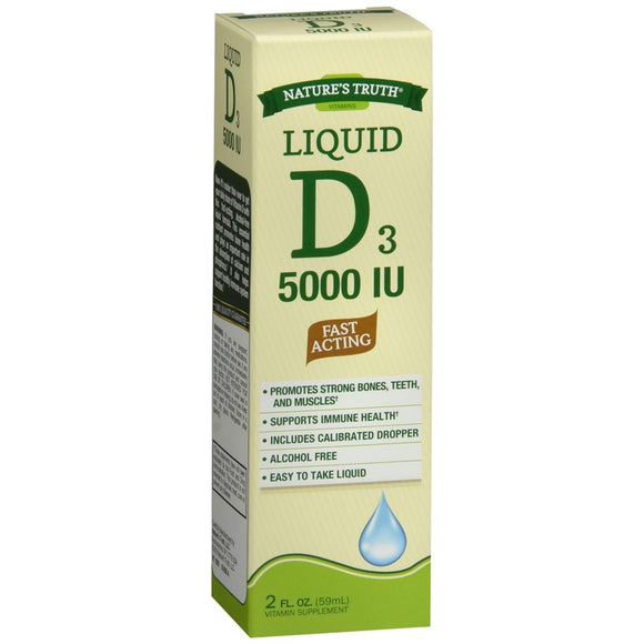 Nature's Truth D3 5000 IU Fast Acting Vitamin Supplement Liquid - 2 OZ