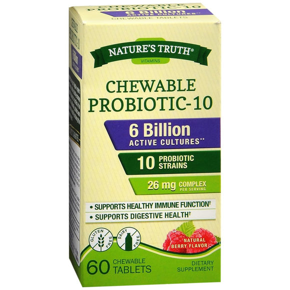 Nature's Truth Chewable Probiotic-10 Tablets Natural Berry Flavor - 60 TB