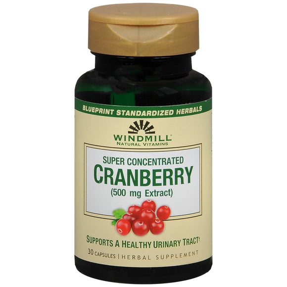 Windmill Natural Vitamins Cranberry 500mg Herbal Supplement Capsules - 30 CP