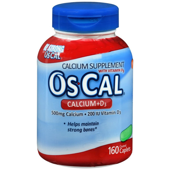 Os-Cal Calcium 500 mg + D3 200 IU Supplement Coated Caplets - 160 CP