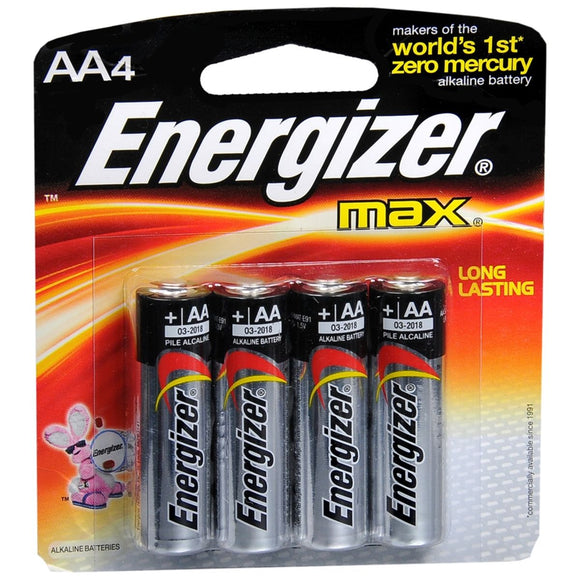 Energizer Max + Power Seal Alkaline Batteries AA - 4 EA