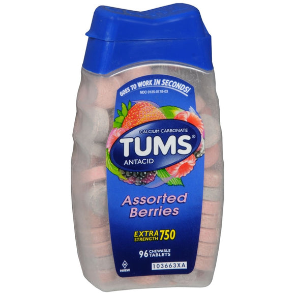 TUMS Extra Strength 750 Antacid Chewable Tablets Assorted Berries - 96 TB