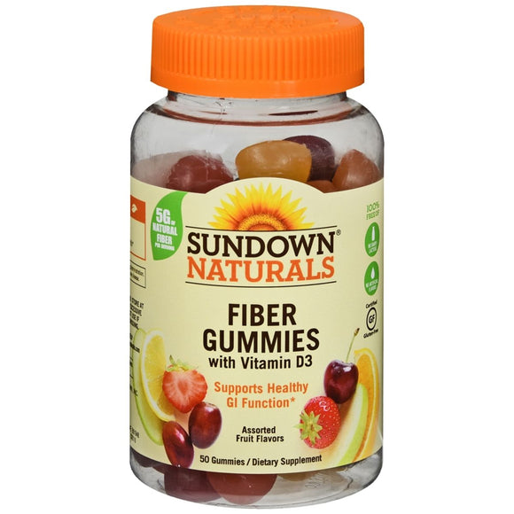 Sundown Naturals Fiber with D3 Gummies, 50 Count