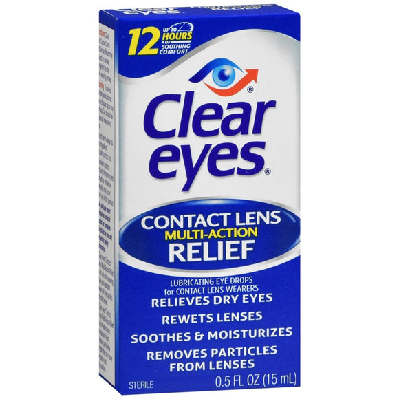 Clear Eyes Contact Lens Multi-Action Relief Eye Drops - 0.5 OZ