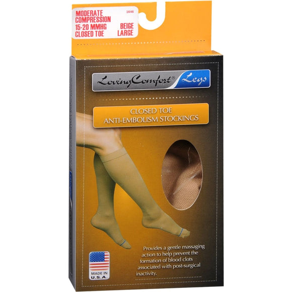 Loving Comfort Closed Toe  Anti-Embolism Stockings Moderate Beige Large 1 PR