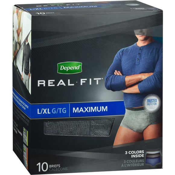 Depend Real Fit for Men Briefs Maximum Absorbency L/XL - 10 EA