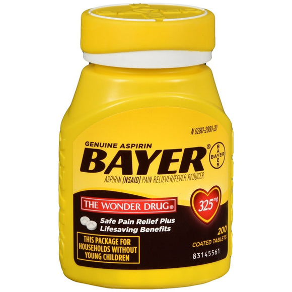 Bayer Aspirin 325 mg Coated Tablets - 200 TB