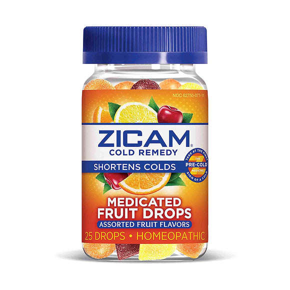 Zicam Cold Remedy Medicated Fruit Drops, Assorted Fruit, 25 Drops