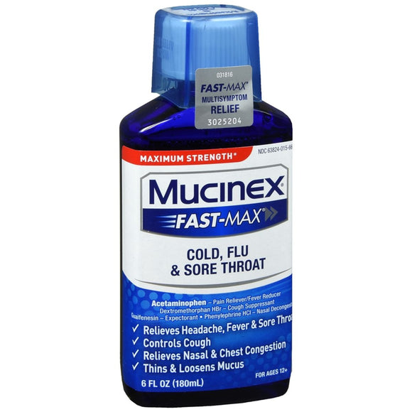 Mucinex Fast-Max Cold, Flu & Sore Throat Liquid - 6 OZ