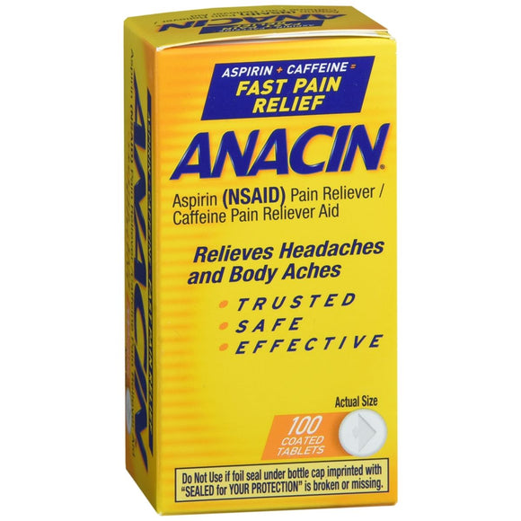 Anacin Pain Reliever Coated Tablets - 100 TB