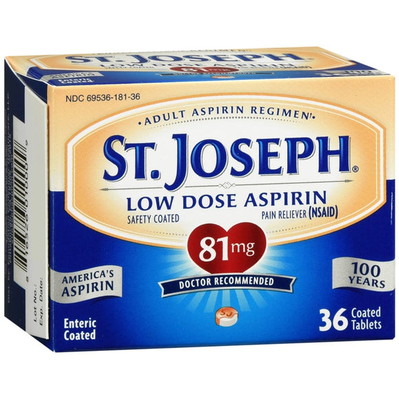 St. Joseph Low Dose Aspirin 81 mg Coated Tablets - 36 TB