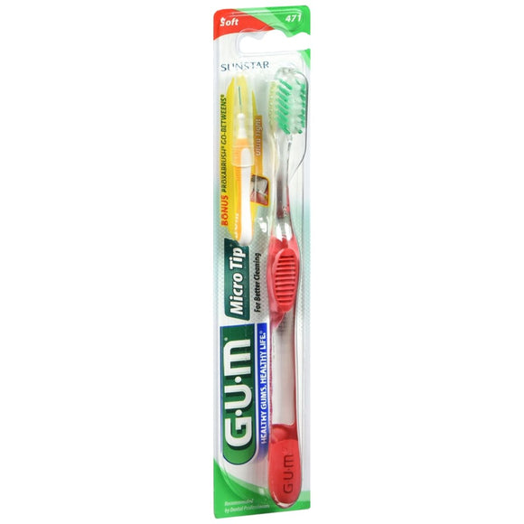 GUM Micro Tip Toothbrush + Cleaners Soft 1 EA